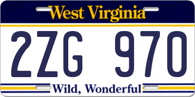 WV license plate 2ZG970
