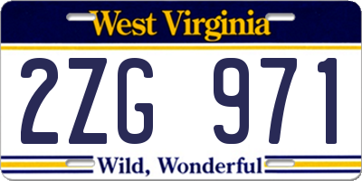 WV license plate 2ZG971