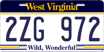 WV license plate 2ZG972