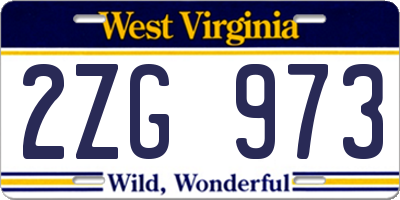 WV license plate 2ZG973