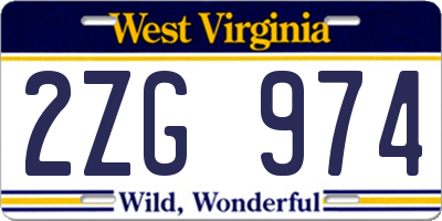 WV license plate 2ZG974