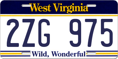 WV license plate 2ZG975