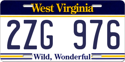 WV license plate 2ZG976
