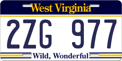 WV license plate 2ZG977
