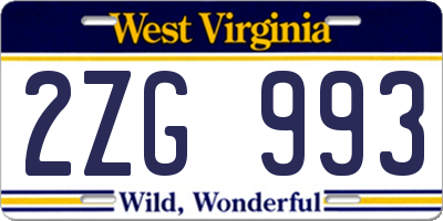 WV license plate 2ZG993