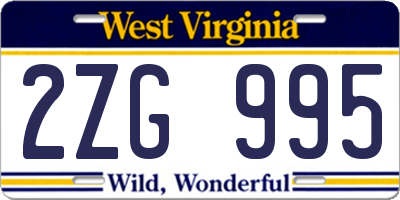 WV license plate 2ZG995