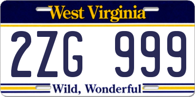 WV license plate 2ZG999