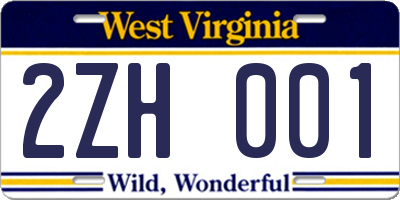 WV license plate 2ZH001