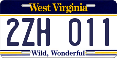 WV license plate 2ZH011