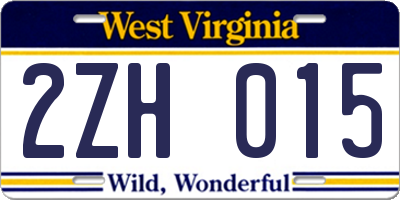 WV license plate 2ZH015