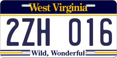 WV license plate 2ZH016