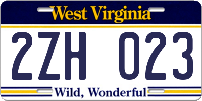 WV license plate 2ZH023
