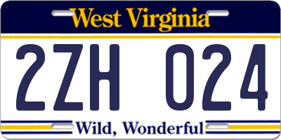 WV license plate 2ZH024
