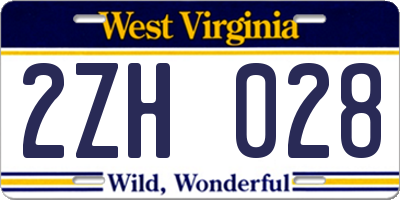 WV license plate 2ZH028