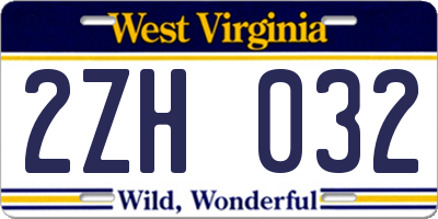 WV license plate 2ZH032
