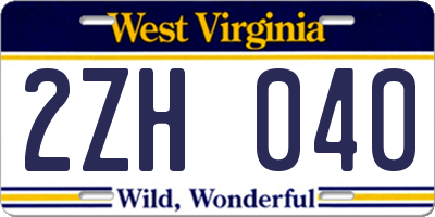 WV license plate 2ZH040
