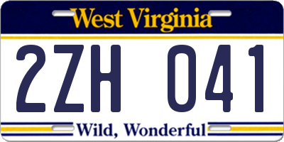 WV license plate 2ZH041