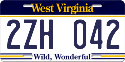 WV license plate 2ZH042