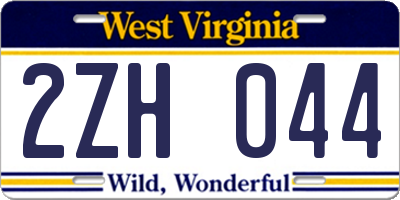 WV license plate 2ZH044