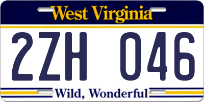 WV license plate 2ZH046
