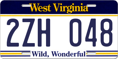 WV license plate 2ZH048