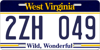 WV license plate 2ZH049