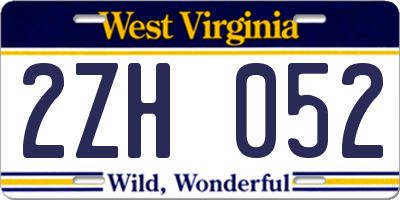 WV license plate 2ZH052