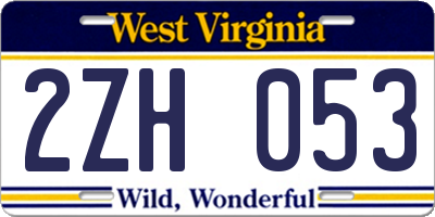 WV license plate 2ZH053