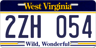 WV license plate 2ZH054
