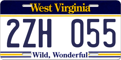 WV license plate 2ZH055