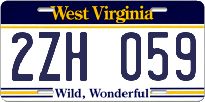 WV license plate 2ZH059