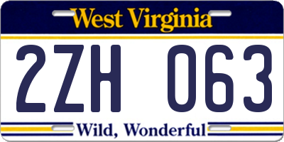 WV license plate 2ZH063