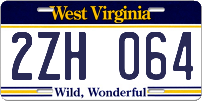 WV license plate 2ZH064