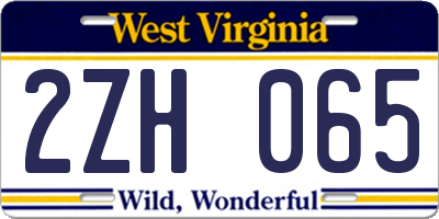 WV license plate 2ZH065