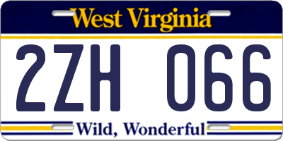 WV license plate 2ZH066