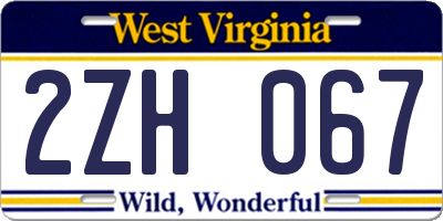 WV license plate 2ZH067