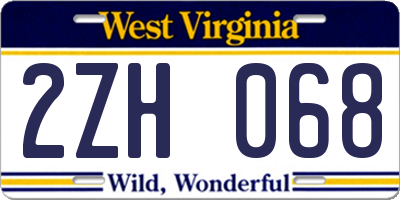 WV license plate 2ZH068