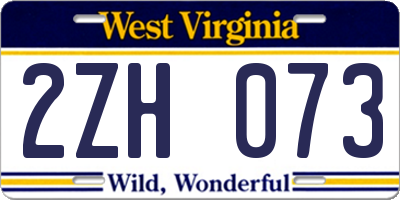 WV license plate 2ZH073