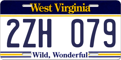 WV license plate 2ZH079