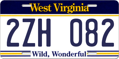 WV license plate 2ZH082
