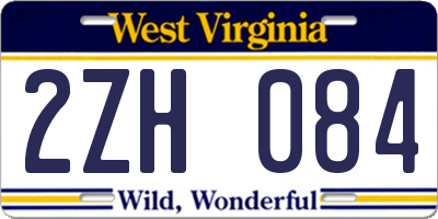 WV license plate 2ZH084
