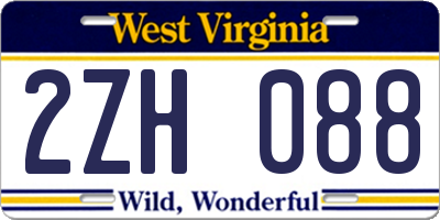 WV license plate 2ZH088