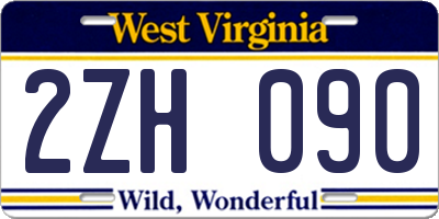 WV license plate 2ZH090