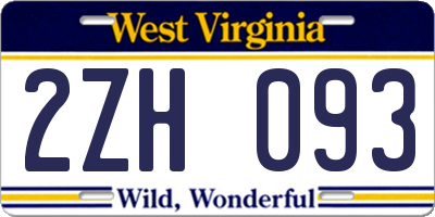 WV license plate 2ZH093