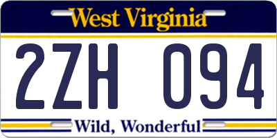 WV license plate 2ZH094