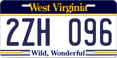 WV license plate 2ZH096