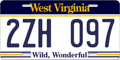 WV license plate 2ZH097
