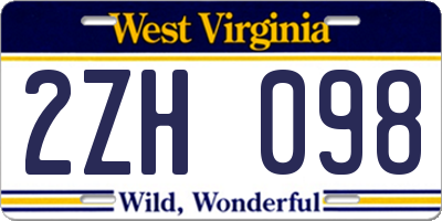 WV license plate 2ZH098