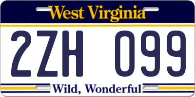 WV license plate 2ZH099