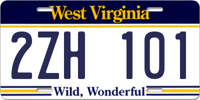 WV license plate 2ZH101